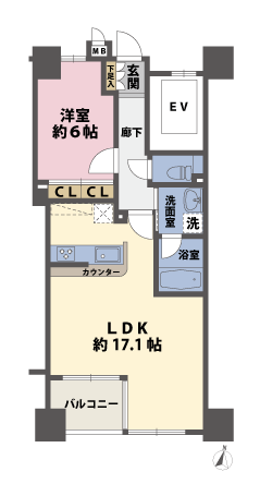1LDKの間取図